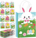 Bolsas de papel de regalo Sweetude para Pascua, 24 piezas con asas, con diseño de conejito y huevos, ideales para fiestas infantiles y dulces - imagen 1