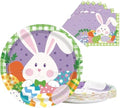 Platos Desechables de Papel LDFDRT para Pascua 40 Pzs, 20 Platos de 9 Pulgadas y 20 Servilletas con Diseño de Huevos y Conejos para Fiestas - imagen 1