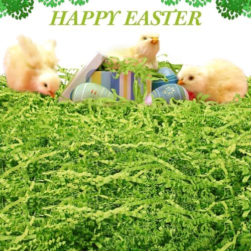 Relleno de Papel Cortado Verde de 0.5LB Outus para Cestas de Regalo, Césped de Pascua, Material de Embalaje para Fiestas y Regalos de Navidad - imagen 5