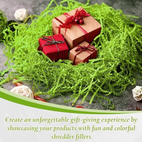 Relleno de Papel Cortado Verde de 0.5LB Outus para Cestas de Regalo, Césped de Pascua, Material de Embalaje para Fiestas y Regalos de Navidad - imagen 8