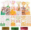 Bolsas de Celofán para Pascua VEYLIN 120 Piezas, Bolsas de Plástico para Dulces y Galletas con 150 Cintas Retorcidas 5” x 11” - imagen 1