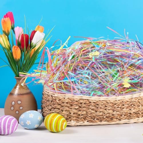 Relleno de Césped de Pascua, Papel Craft Desmenuzado de 200g con Confeti para Decoración de Cestas y Regalos (7oz) - imagen 7