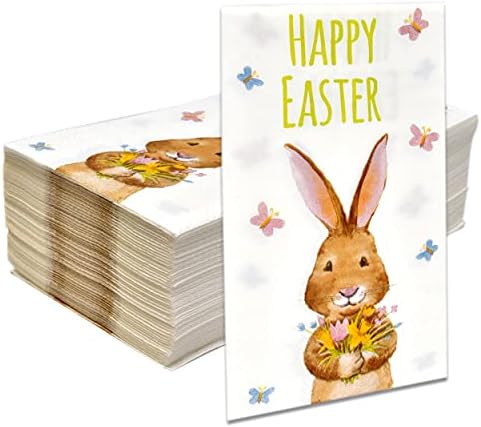Servilletas Desechables de Conejo de Pascua Felices 100 Piezas Decoración Floral para Fiestas de Primavera - imagen 2