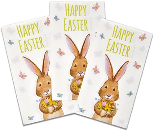 Servilletas Desechables de Conejo de Pascua Felices 100 Piezas Decoración Floral para Fiestas de Primavera - imagen 3