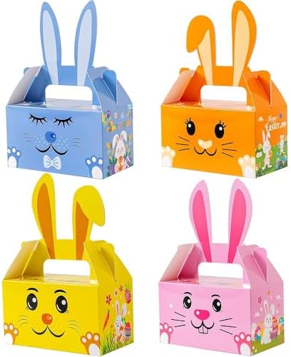 Kiddelo Paquete de 12 Cestas de Pascua, Bolsas de Regalo con Conejito, Cajas de Dulces para Fiestas Infantiles y Premios Escolares - imagen 1