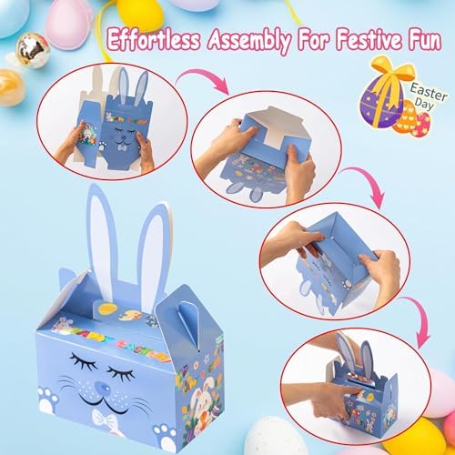 Kiddelo Paquete de 12 Cestas de Pascua, Bolsas de Regalo con Conejito, Cajas de Dulces para Fiestas Infantiles y Premios Escolares - imagen 3