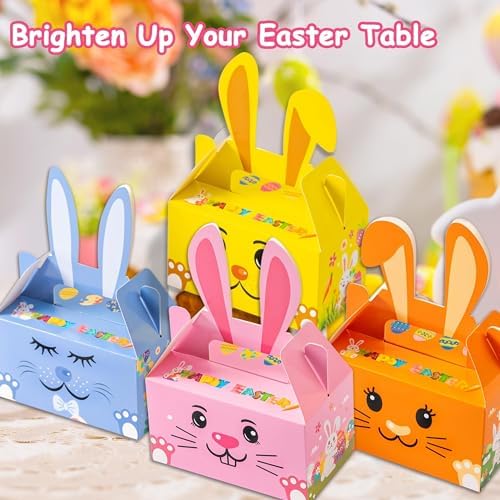 Kiddelo Paquete de 12 Cestas de Pascua, Bolsas de Regalo con Conejito, Cajas de Dulces para Fiestas Infantiles y Premios Escolares - imagen 4