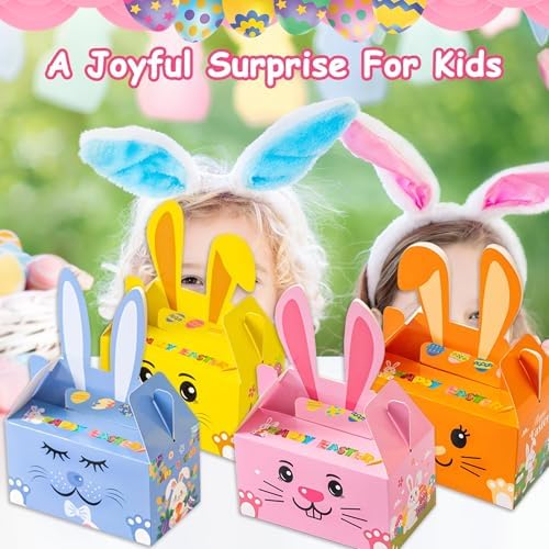 Kiddelo Paquete de 12 Cestas de Pascua, Bolsas de Regalo con Conejito, Cajas de Dulces para Fiestas Infantiles y Premios Escolares - imagen 5