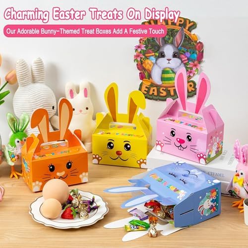 Kiddelo Paquete de 12 Cestas de Pascua, Bolsas de Regalo con Conejito, Cajas de Dulces para Fiestas Infantiles y Premios Escolares - imagen 6