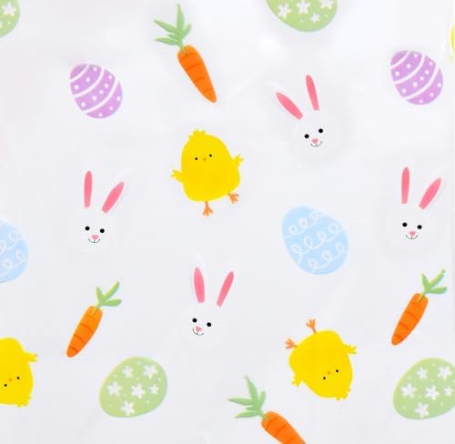 Paquete de 10 Bolsas de Celofán Jumbo para Pascua, Extra Grandes y Transparentes 35 x 47 Pulgadas con Diseño de Conejo, Pollito y Huevos, Listones - imagen 8