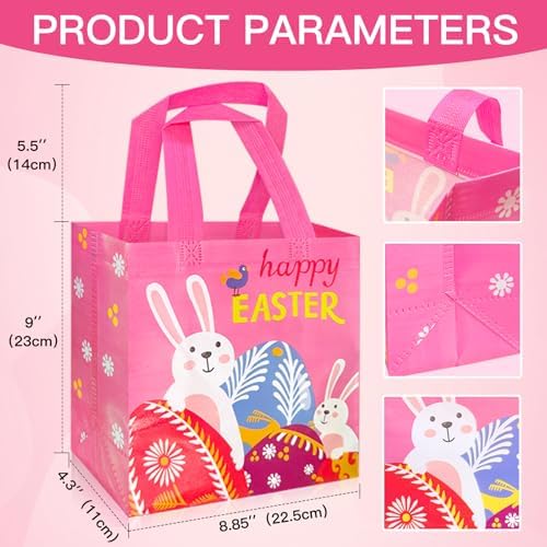 Yibindada 8 PZS de Bolsas de Regalo para Pascua, Canastas con Asa, Bolsas Reutilizables para Dulces, Ideal para Búsqueda de Huevos y Fiesta de Pascua - imagen 2
