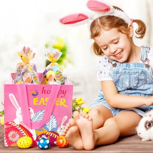 Yibindada 8 PZS de Bolsas de Regalo para Pascua, Canastas con Asa, Bolsas Reutilizables para Dulces, Ideal para Búsqueda de Huevos y Fiesta de Pascua - imagen 6