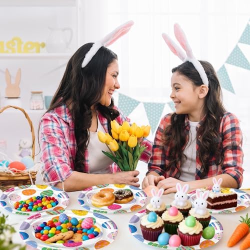 25 Piezas de Platos de Papel Ovalados para Pascua, Platos Decorativos con Diseño de Huevos Coloridos para Bodas y Fiestas de Primavera - imagen 6