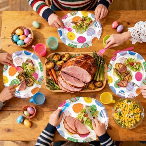 25 Piezas de Platos de Papel Ovalados para Pascua, Platos Decorativos con Diseño de Huevos Coloridos para Bodas y Fiestas de Primavera - imagen 7