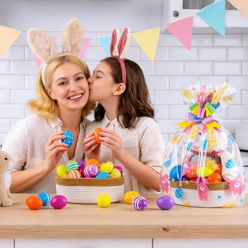 Bolsas de Celofán FloraSea para Pascua 24x30 Pulgadas - 10 Piezas para Canastas Grandes con 10 Moños de Regalo - imagen 6