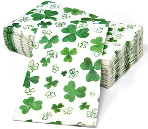 Servilletas Desechables de Papel para Fiesta de San Patricio - Paquete de 100 con Tréboles Verdes - Decorativas para Baño y Eventos - imagen 2