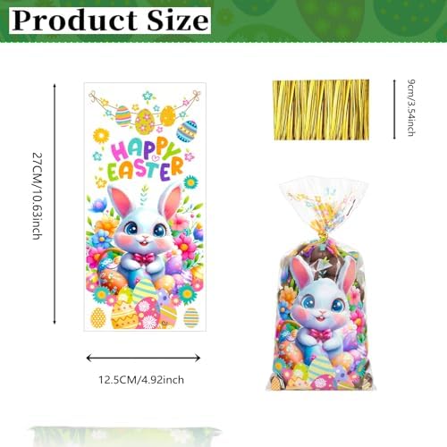 Bolsas de Regalo de Pascua GIFOHAPY 100 Pzs con 120 Cintas, 5 Estilos de Bolsas de Celofán Coloridas para Niños, Favor de Fiesta de Pascua - imagen 4