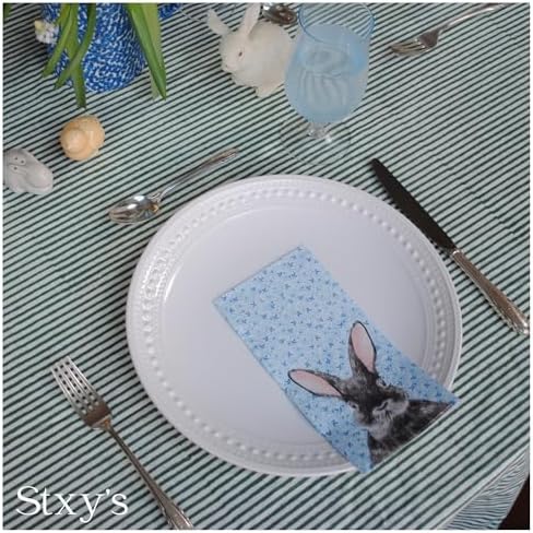 Servilletas de Papel de Conejo de Pascua Stxy – 3 Capas, Diseño Floral Azul, Desechables para Baño – Servilletas Decorativas para Cenas de Primavera - imagen 2