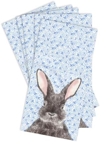 Servilletas de Papel de Conejo de Pascua Stxy – 3 Capas, Diseño Floral Azul, Desechables para Baño – Servilletas Decorativas para Cenas de Primavera - imagen 6