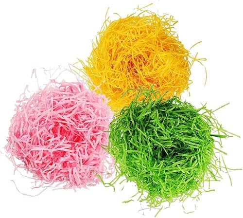 Papel reciclable para césped de Pascua (Rosa, Amarillo, Verde) para llenar canastas y decorar fiestas de Pascua 240g (8.5 oz) - imagen 1