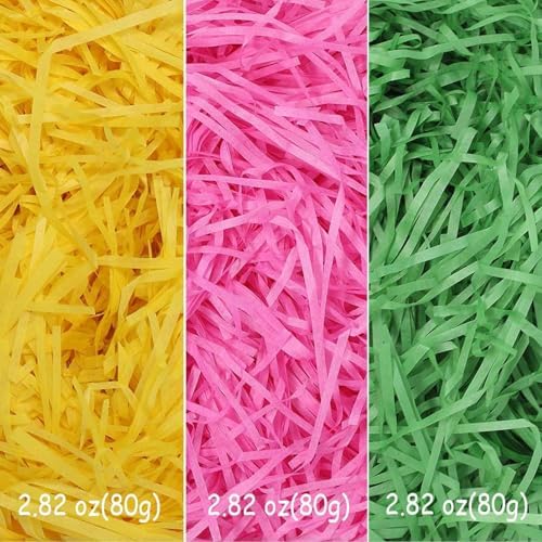 Papel reciclable para césped de Pascua (Rosa, Amarillo, Verde) para llenar canastas y decorar fiestas de Pascua 240g (8.5 oz) - imagen 2