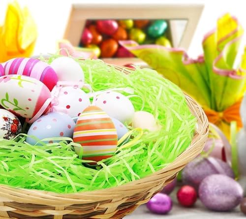 Papel reciclable para césped de Pascua (Rosa, Amarillo, Verde) para llenar canastas y decorar fiestas de Pascua 240g (8.5 oz) - imagen 4
