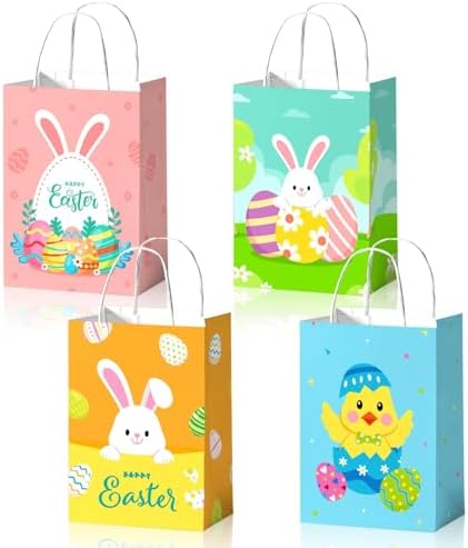 Bolsas de Caza de Huevos de Pascua Tewess 24 Piezas, 4 Estilos con Conejitos Pastel, Favoritos de Fiesta de Pascua para Niños, Suministros de - imagen 1