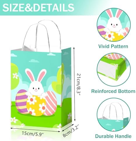 Bolsas de Caza de Huevos de Pascua Tewess 24 Piezas, 4 Estilos con Conejitos Pastel, Favoritos de Fiesta de Pascua para Niños, Suministros de - imagen 2