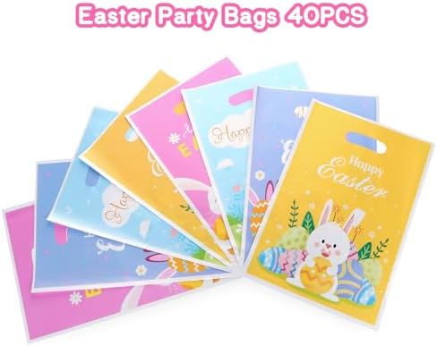 Bolsas de Regalo de Pascua PintreeLand 40 Piezas, Bolsas de Plástico con Diseño de Conejo y Huevo, Bolsas de Sorpresas para Niños y Niñas - imagen 3