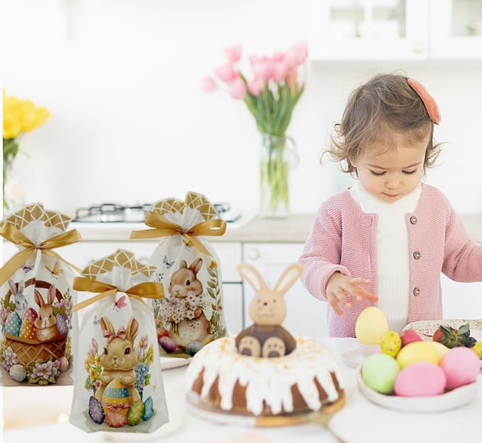 Bolsas de Regalo de Pascua VIFOME 24 Piezas, Bolsas de Dulces con Dibujo de Conejo, Paquete de Suministros para Fiesta - imagen 4