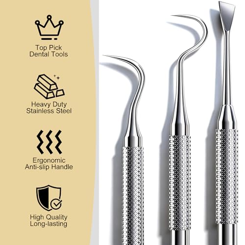 Kit de Herramientas Dentales Azosowo, Juego de Acero Inoxidable para Limpieza de Dientes y Eliminación de Placa y Sarro – Set Higiénico con Estuche - imagen 2