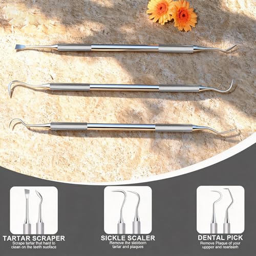 Kit de Herramientas Dentales Azosowo, Juego de Acero Inoxidable para Limpieza de Dientes y Eliminación de Placa y Sarro – Set Higiénico con Estuche - imagen 5