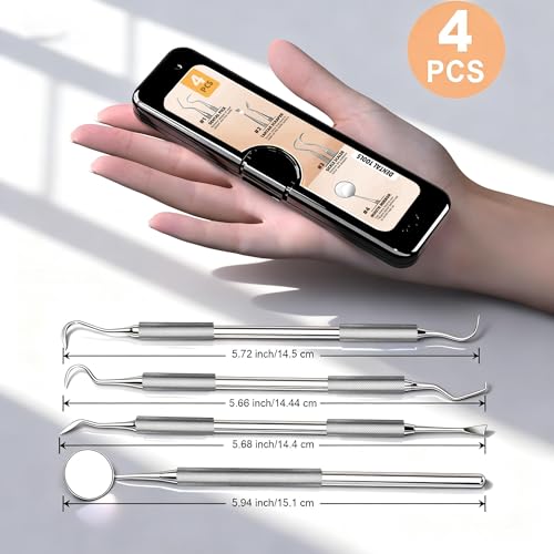 Kit de Herramientas Dentales Azosowo, Juego de Acero Inoxidable para Limpieza de Dientes y Eliminación de Placa y Sarro – Set Higiénico con Estuche - imagen 8