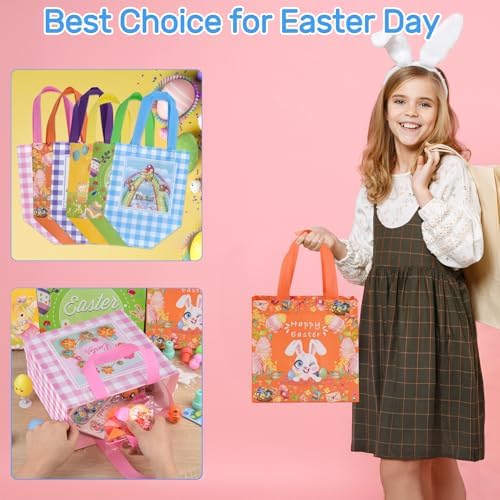 Bolsas de Regalo de Pascua Tedmax, 6 Pzs Tote Reutilizables de Tela No Tejida con Asas, Canasta Personalizada para Niños, Bolsas de Fiesta para Caza - imagen 3