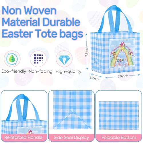 Bolsas de Regalo de Pascua Tedmax, 6 Pzs Tote Reutilizables de Tela No Tejida con Asas, Canasta Personalizada para Niños, Bolsas de Fiesta para Caza - imagen 4
