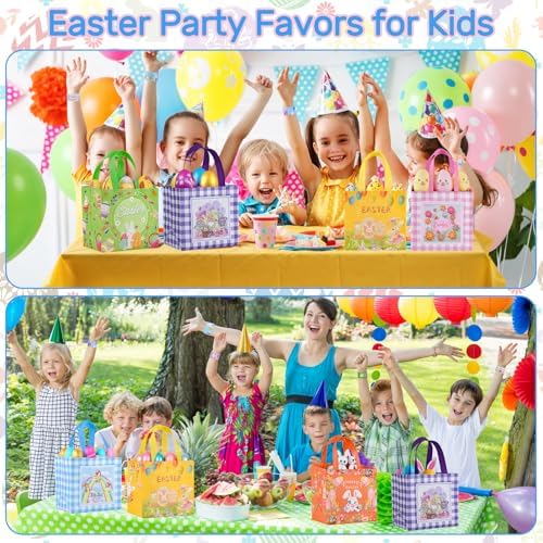 Bolsas de Regalo de Pascua Tedmax, 6 Pzs Tote Reutilizables de Tela No Tejida con Asas, Canasta Personalizada para Niños, Bolsas de Fiesta para Caza - imagen 5