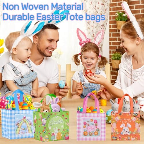 Bolsas de Regalo de Pascua Tedmax, 6 Pzs Tote Reutilizables de Tela No Tejida con Asas, Canasta Personalizada para Niños, Bolsas de Fiesta para Caza - imagen 6