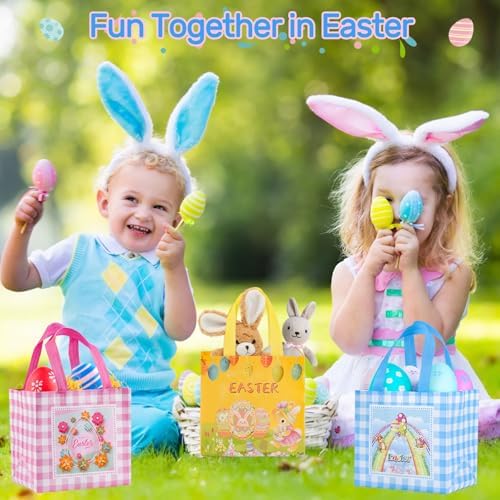 Bolsas de Regalo de Pascua Tedmax, 6 Pzs Tote Reutilizables de Tela No Tejida con Asas, Canasta Personalizada para Niños, Bolsas de Fiesta para Caza - imagen 7
