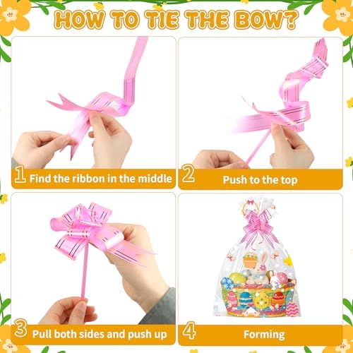 Paquete de 10 Bolsas de Cesta de Pascua ZYLOP con Lazos, 20x28 Pulgadas, Envoltura Grande de Celofán, Plástico Transparente de 2.8 Mil, Ideal para - imagen 4