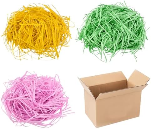 Paja de Papel para Pascua, 150g/5.3oz, Relleno de Canasta, Papel Arrugado en 3 Colores: Rosa, Verde y Amarillo, Ideal para Regalos y Fiestas - imagen 5