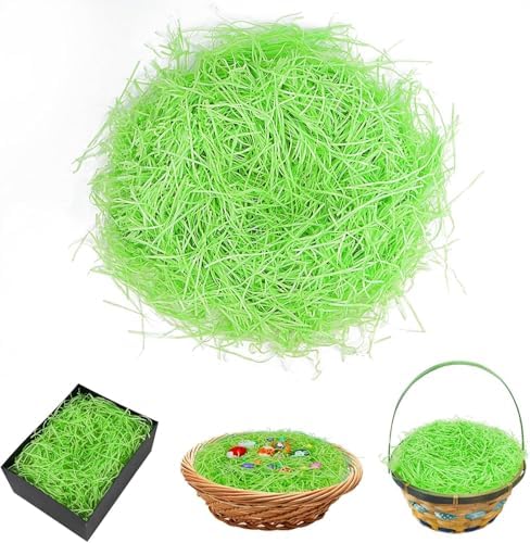 LUYIMIN Relleno de Papel Reciclable para Cestas de Pascua 1/2 LB, Césped Verde para Decorar Huevos y Envolver Regalos - imagen 1