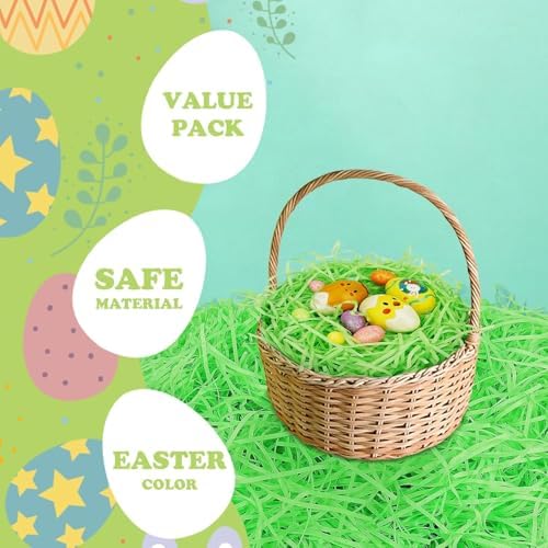 LUYIMIN Relleno de Papel Reciclable para Cestas de Pascua 1/2 LB, Césped Verde para Decorar Huevos y Envolver Regalos - imagen 2