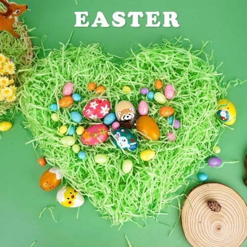 LUYIMIN Relleno de Papel Reciclable para Cestas de Pascua 1/2 LB, Césped Verde para Decorar Huevos y Envolver Regalos - imagen 4