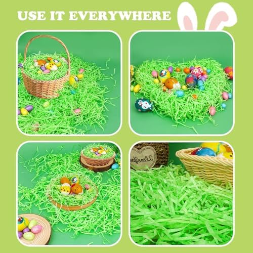 LUYIMIN Relleno de Papel Reciclable para Cestas de Pascua 1/2 LB, Césped Verde para Decorar Huevos y Envolver Regalos - imagen 5
