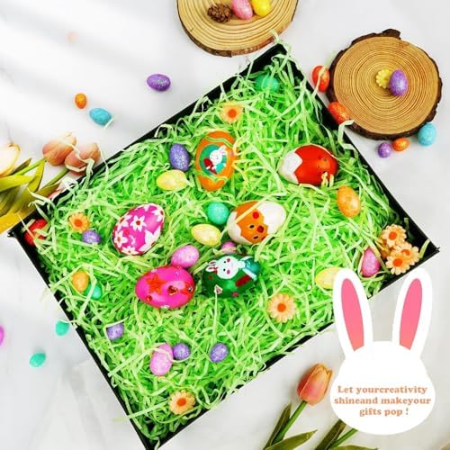 LUYIMIN Relleno de Papel Reciclable para Cestas de Pascua 1/2 LB, Césped Verde para Decorar Huevos y Envolver Regalos - imagen 6