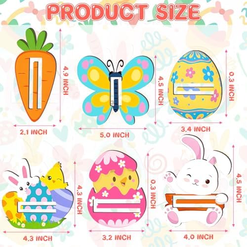 Set de 6 Tarjetas para Dinero de Pascua, Lindos Sujetadores de Conejito, Huevo, Mariposa y Zanahoria para Fiestas, Intercambio en Clase y - imagen 2