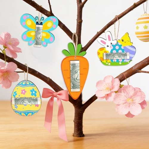 Set de 6 Tarjetas para Dinero de Pascua, Lindos Sujetadores de Conejito, Huevo, Mariposa y Zanahoria para Fiestas, Intercambio en Clase y - imagen 4
