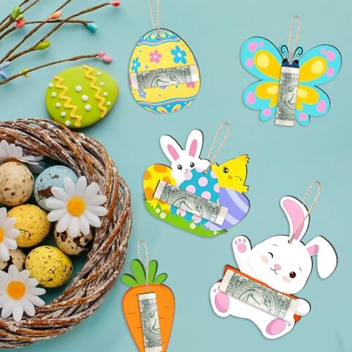 Set de 6 Tarjetas para Dinero de Pascua, Lindos Sujetadores de Conejito, Huevo, Mariposa y Zanahoria para Fiestas, Intercambio en Clase y - imagen 6