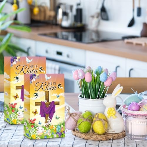 Gersoniel 28 Paquetes de Bolsas de Treat para Pascua Él Ha Resucitado - Bolsas Religiosas para Dulces, Galletas y Palomitas para Fiestas de Primavera - imagen 6