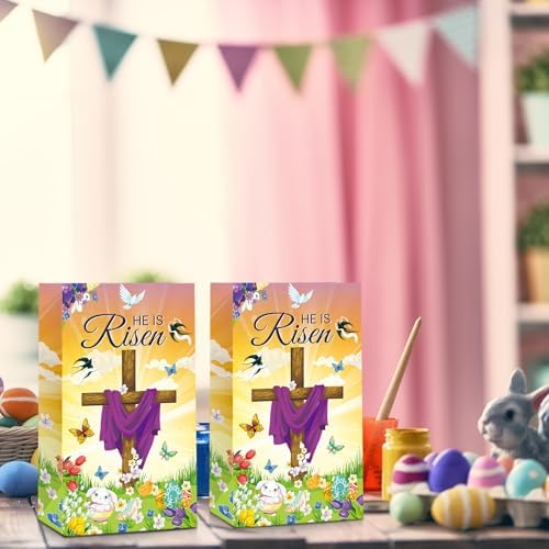 Gersoniel 28 Paquetes de Bolsas de Treat para Pascua Él Ha Resucitado - Bolsas Religiosas para Dulces, Galletas y Palomitas para Fiestas de Primavera - imagen 7